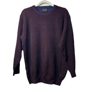 Vintage Italian Made Wool Blend Men's Crewneck Sweater Fits L Tricot Duo Tone